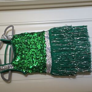 Weissman Green and Silver Fringe Dance Costume